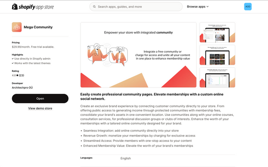 Mega Community app for Shopify