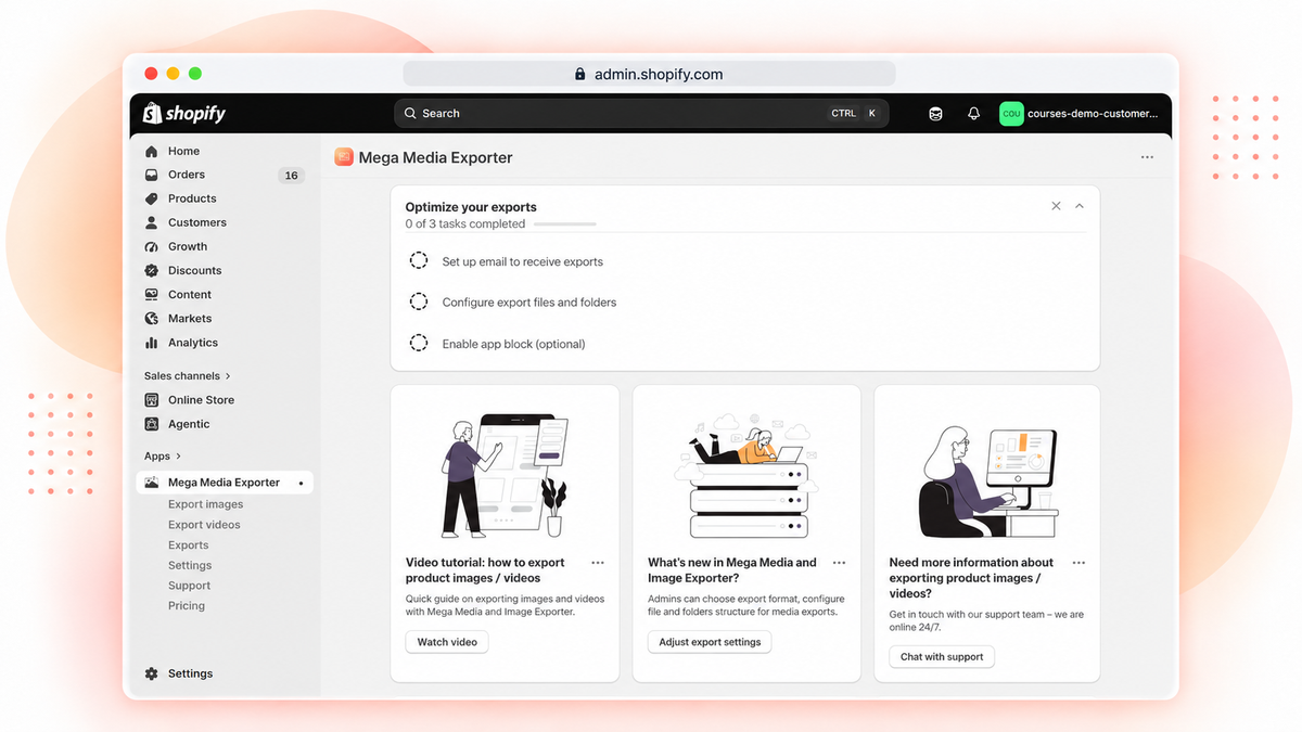 Mega Media and Image Exporter app for Shopify