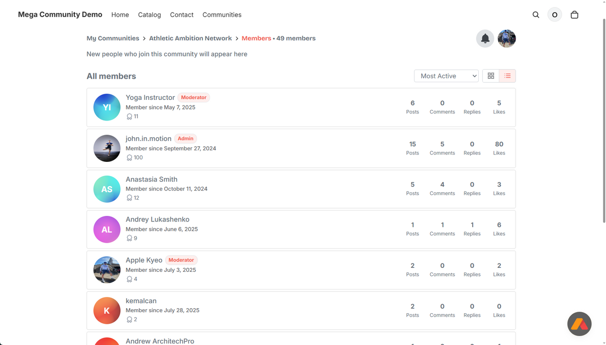 Mega Community member management and moderation controls