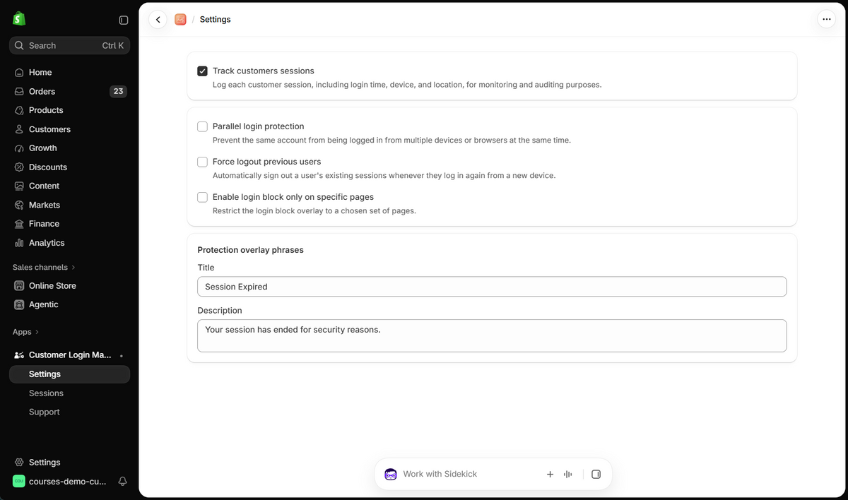 Customer Login Manager setup in Shopify