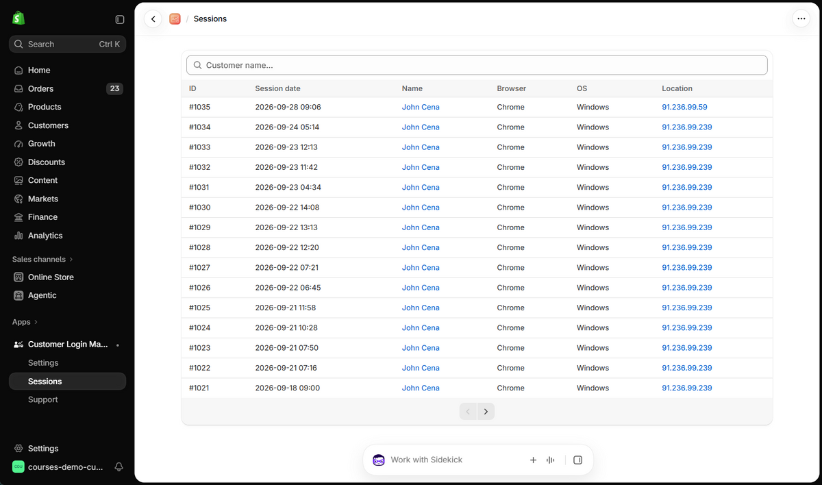 Customer Login Manager setup in Shopify