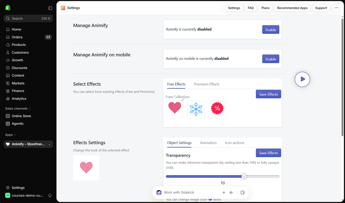 Animify – Storefront Animation setup in Shopify