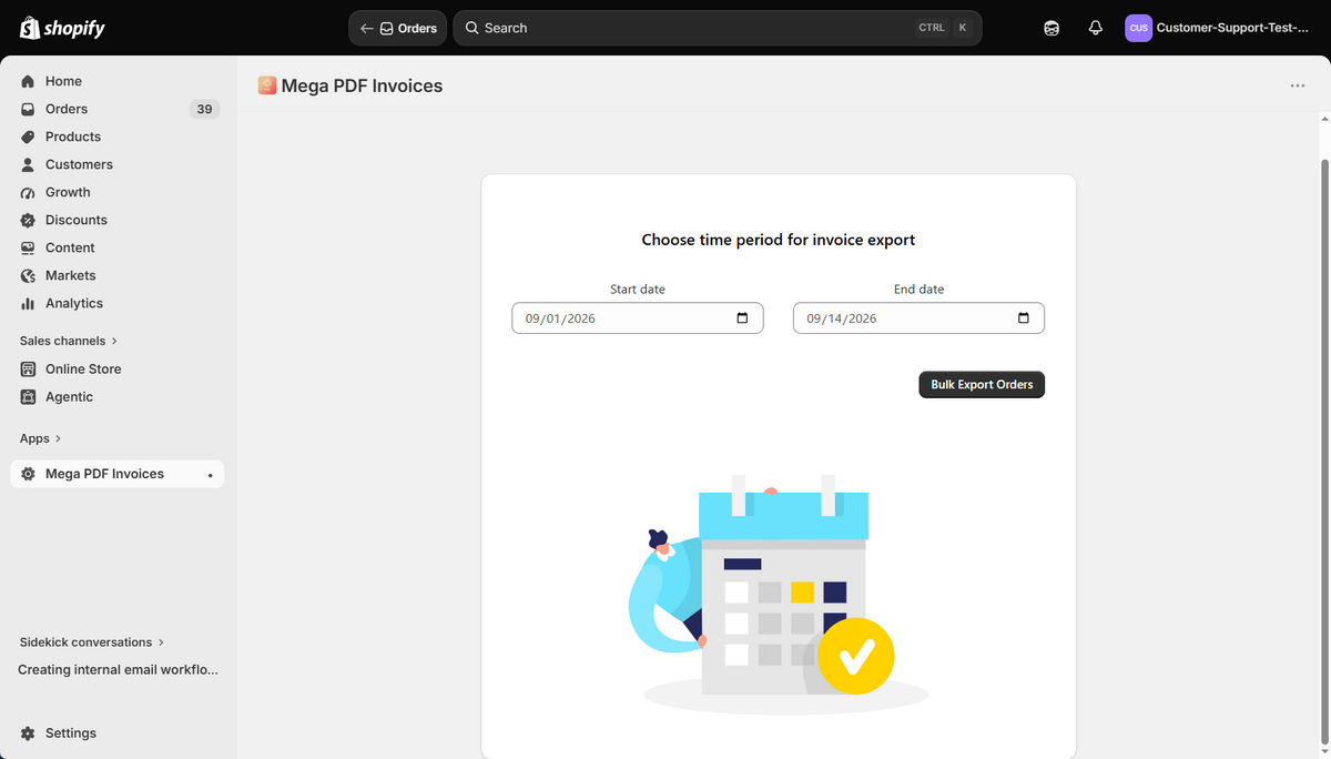 Mega PDF Invoices automation and bulk export settings