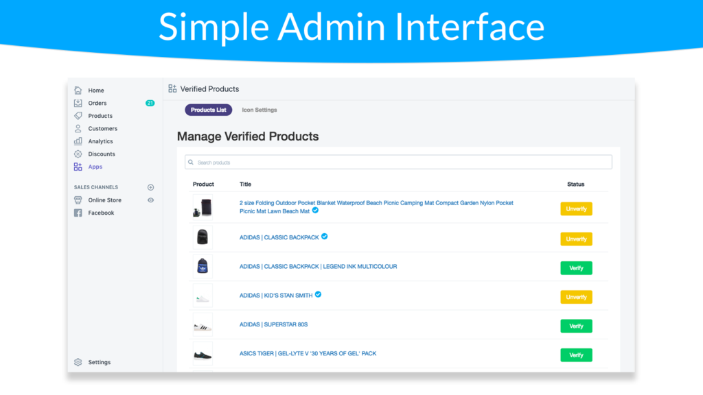 process of products verification – Shopify